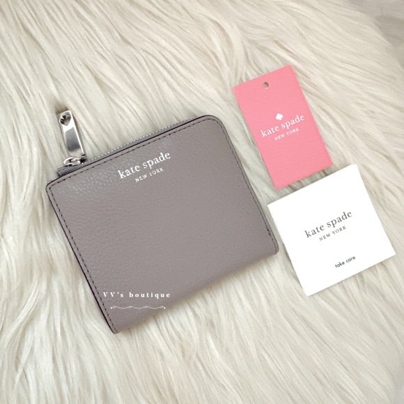 kate spade Handbags - NWT Kate Spade Eva L-Zip Bifold Wallet Pebble Leather Soft Taupe Grey WLRU6253